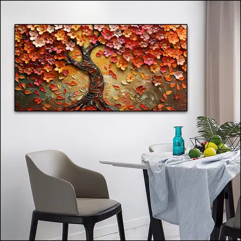 繁花 单幅 装饰画 现代简约 客厅背景墙挂画 手绘油画