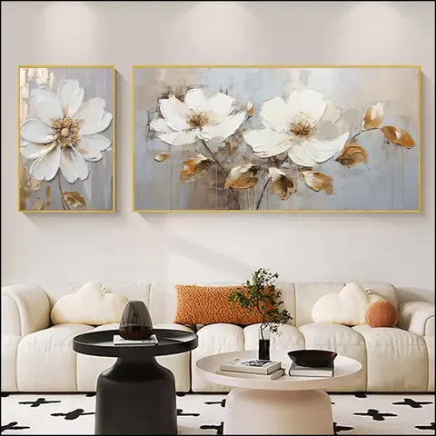 繁花 单幅 装饰画 现代简约 客厅背景墙挂画 晶瓷画