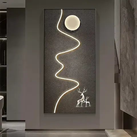 抽象 单幅 装饰画 现代简约 玄关背景墙挂画 LED带灯画