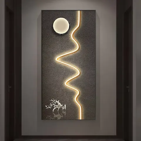 抽象 单幅 装饰画 现代简约 玄关背景墙挂画 LED带灯画