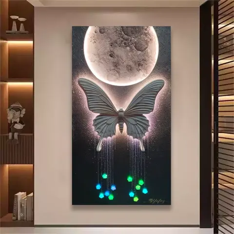 日月星辰 单幅 装饰画 现代简约 玄关背景墙挂画 砂岩浮雕