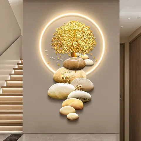 抽象 单幅 装饰画 现代简约 客厅背景墙挂画 LED带灯画