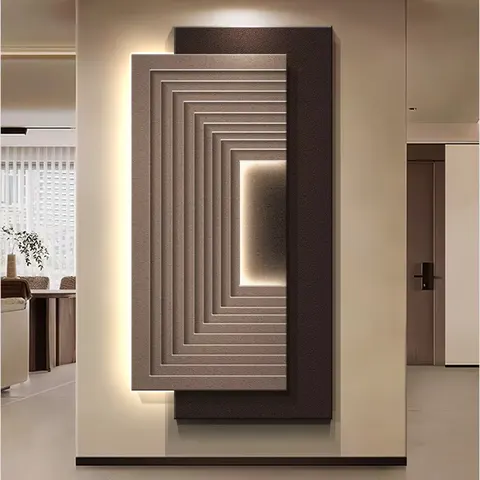 抽象 单幅 装饰画 现代简约 玄关背景墙挂画 LED带灯画