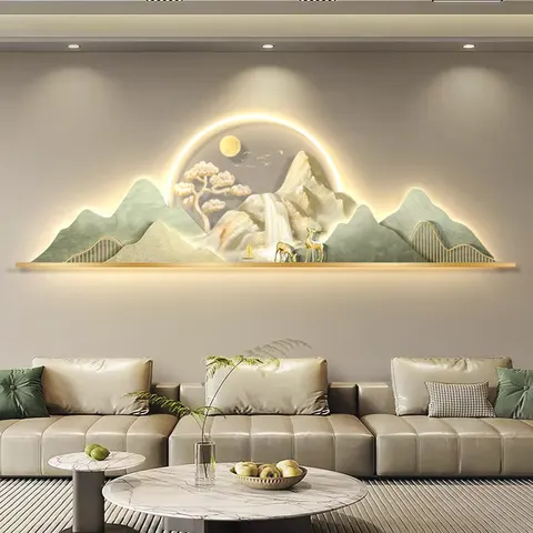 日月星辰 单幅 装饰画 现代简约 客厅背景墙挂画 LED带灯画