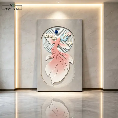 锦鲤 单幅 装饰画 现代简约 客厅背景墙挂画 LED带灯画