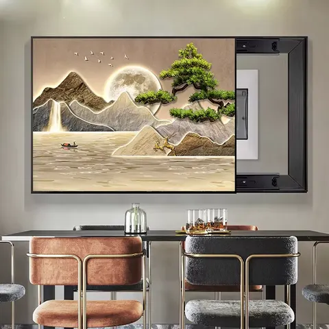 山水 单幅 装饰画 现代简约 书房背景墙挂画 晶瓷画