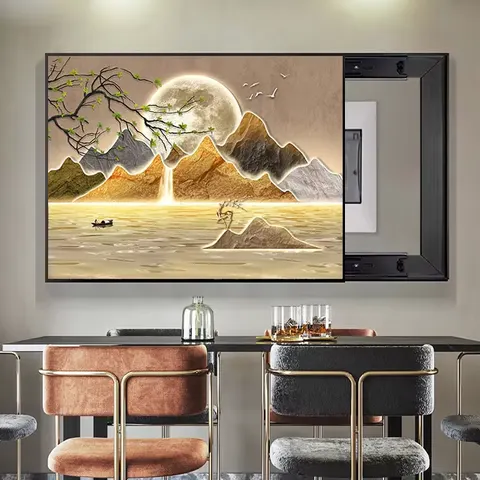 山水 单幅 装饰画 现代简约 书房背景墙挂画 晶瓷画