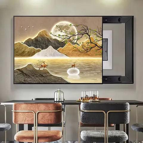 山水 单幅 装饰画 现代简约 书房背景墙挂画 晶瓷画