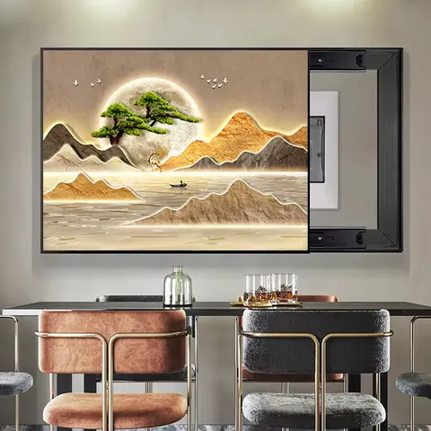 山水 单幅 装饰画 现代简约 书房背景墙挂画 晶瓷画