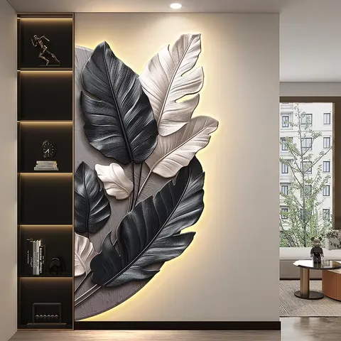 抽象 单幅 装饰画 现代简约 玄关背景墙挂画 LED带灯画