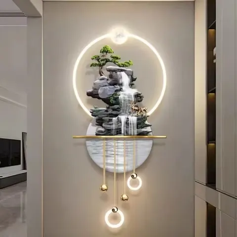 山水 单幅 装饰画 现代简约 客厅背景墙挂画 LED带灯画