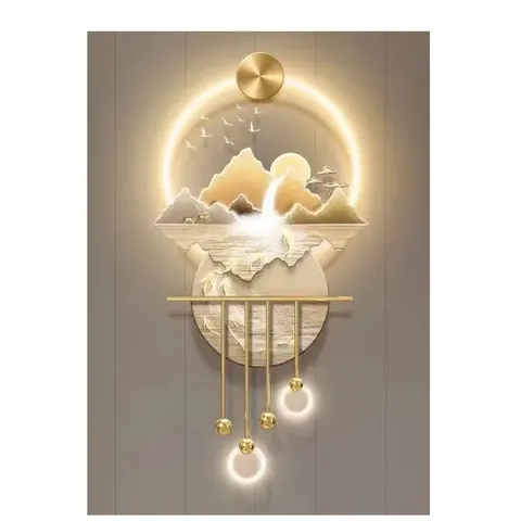 山水 单幅 装饰画 现代简约 客厅背景墙挂画 LED带灯画