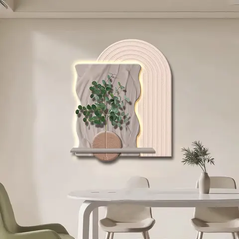 植物 单幅 装饰画 现代简约 餐厅背景墙挂画 LED带灯画