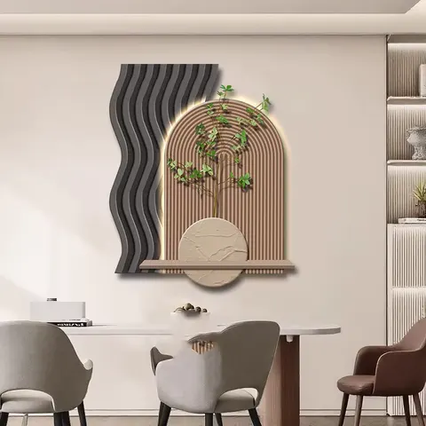 植物 单幅 装饰画 现代简约 餐厅背景墙挂画 LED带灯画