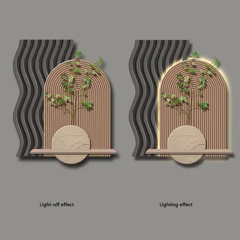 植物 单幅 装饰画 现代简约 餐厅背景墙挂画 LED带灯画