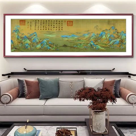山水 单幅 装饰画 现代简约 客厅背景墙挂画 LED带灯画