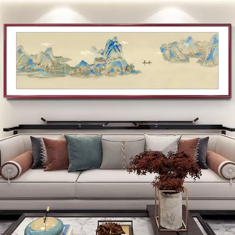 山水 单幅 装饰画 现代简约 客厅背景墙挂画 LED带灯画