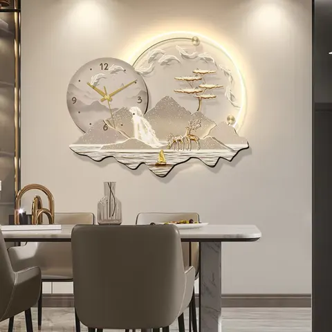 山水 单幅 装饰画 现代简约 客厅背景墙挂画 LED带灯画