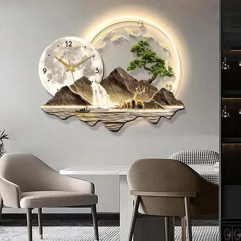 山水 单幅 装饰画 现代简约 客厅背景墙挂画 LED带灯画