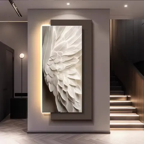 抽象 单幅 装饰画 轻奢风 玄关背景墙挂画 LED带灯画