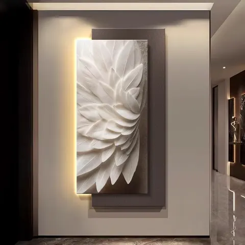 抽象 单幅 装饰画 轻奢风 玄关背景墙挂画 LED带灯画