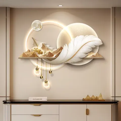 抽象 单幅 装饰画 现代简约 餐厅背景墙挂画 LED带灯画