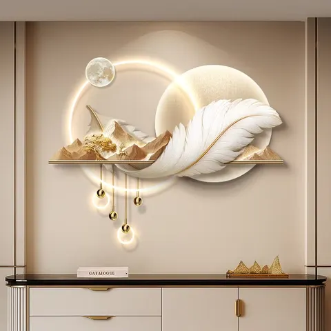 抽象 单幅 装饰画 现代简约 餐厅背景墙挂画 LED带灯画