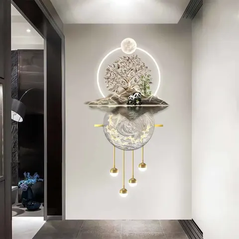 抽象 单幅 装饰画 现代简约 玄关背景墙挂画 LED带灯画