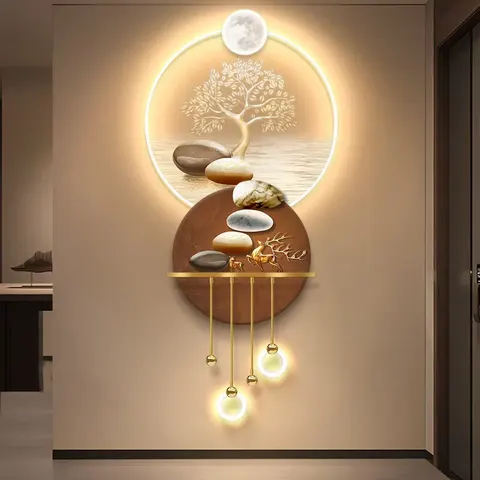 抽象 单幅 装饰画 现代简约 客厅背景墙挂画 LED带灯画