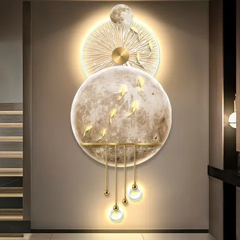 锦鲤 单幅 装饰画 现代简约 客厅背景墙挂画 LED带灯画