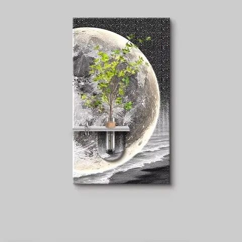 植物 单幅 装饰画 现代简约 玄关背景墙挂画 LED带灯画