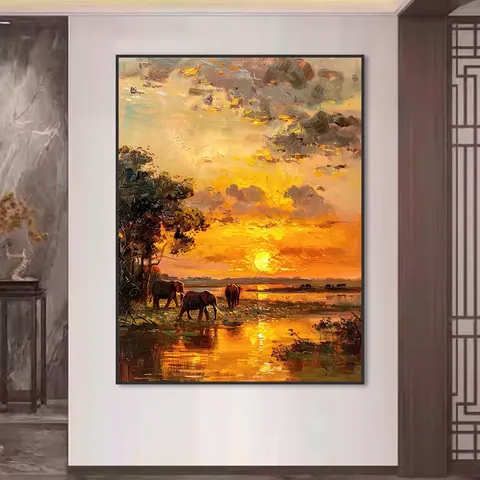 山水 单幅 装饰画 现代简约 客厅背景墙挂画 手绘油画