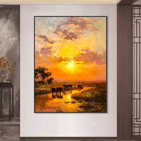 山水 单幅 装饰画 现代简约 客厅背景墙挂画 手绘油画