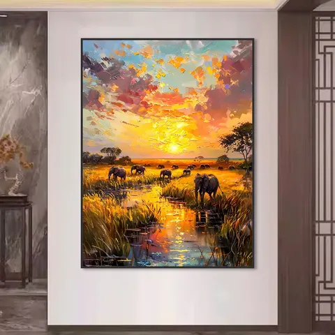 山水 单幅 装饰画 现代简约 客厅背景墙挂画 手绘油画