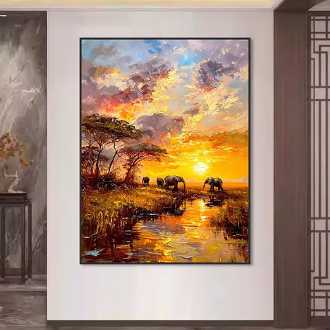 山水 单幅 装饰画 现代简约 客厅背景墙挂画 手绘油画
