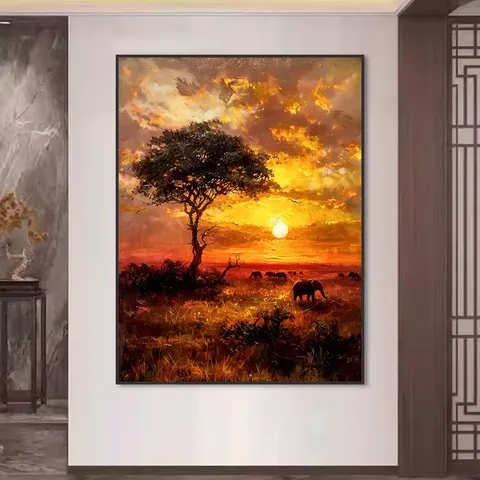 山水 单幅 装饰画 现代简约 客厅背景墙挂画 手绘油画
