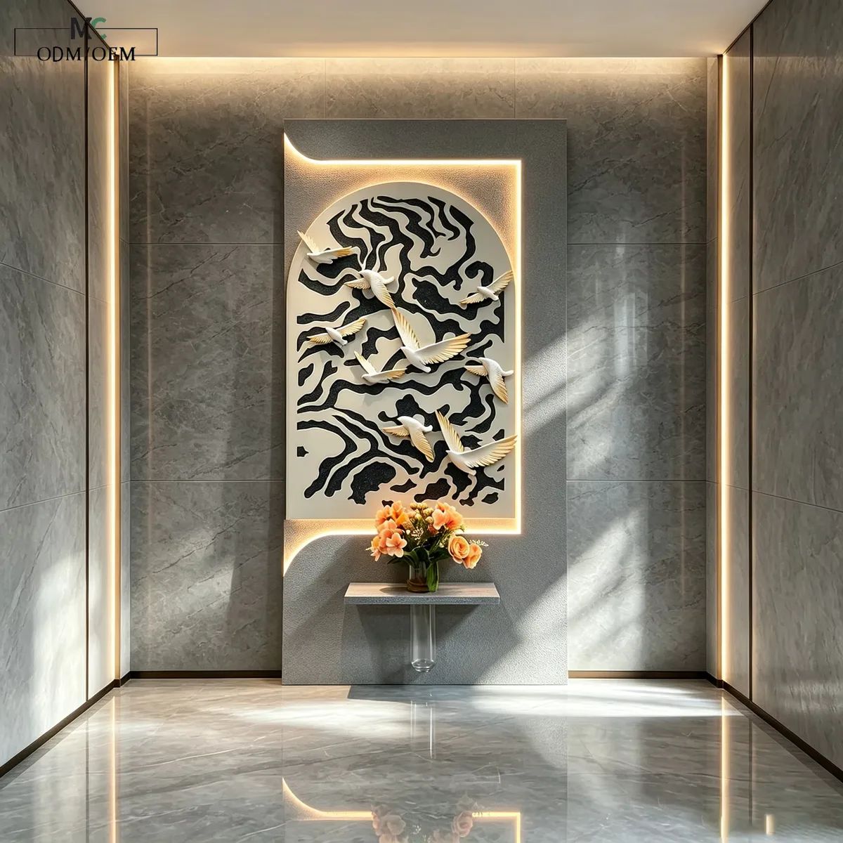 抽象 单幅 装饰画 现代简约 客厅背景墙挂画 LED带灯画