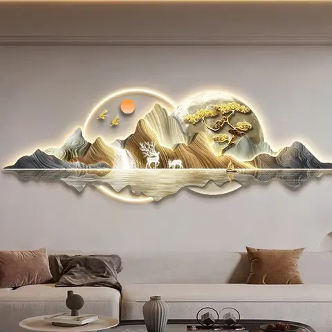 抽象 单幅 装饰画 现代简约 客厅背景墙挂画 LED带灯画