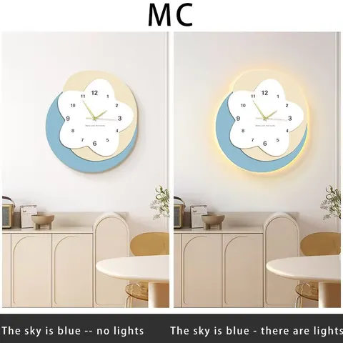 挂钟组合 单幅 装饰画 现代简约 客厅背景墙挂画 LED带灯画