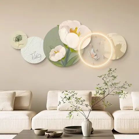 抽象 单幅 装饰画 现代简约 客厅背景墙挂画 LED带灯画