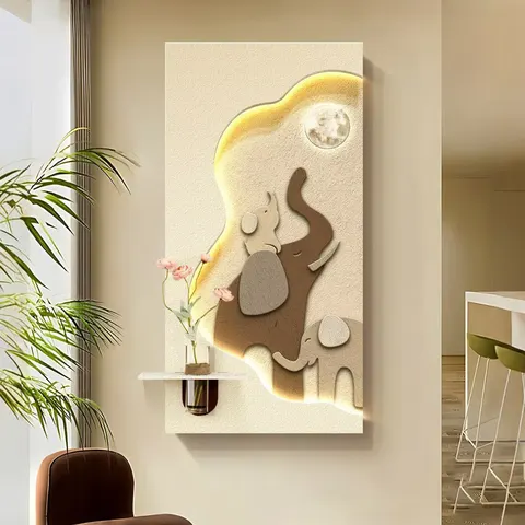 抽象 单幅 装饰画 现代简约 玄关背景墙挂画 LED带灯画