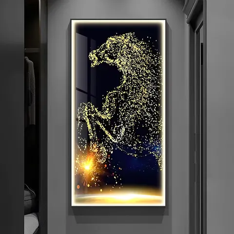 动物 单幅 装饰画 现代简约 玄关背景墙挂画 LED带灯画
