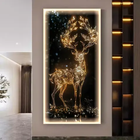 动物 单幅 装饰画 现代简约 玄关背景墙挂画 LED带灯画