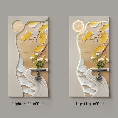 繁花 单幅 装饰画 现代简约 玄关背景墙挂画 LED带灯画