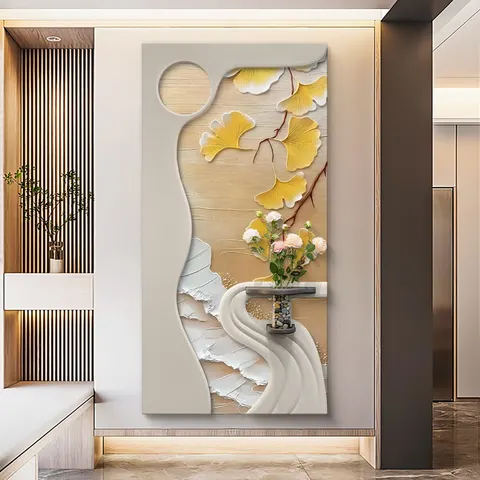 繁花 单幅 装饰画 现代简约 玄关背景墙挂画 LED带灯画