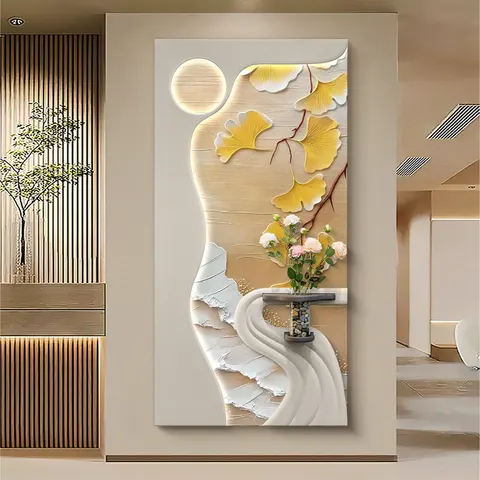 繁花 单幅 装饰画 现代简约 玄关背景墙挂画 LED带灯画