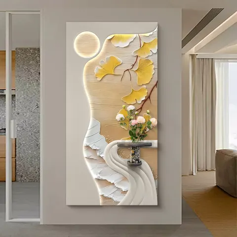 繁花 单幅 装饰画 现代简约 玄关背景墙挂画 LED带灯画