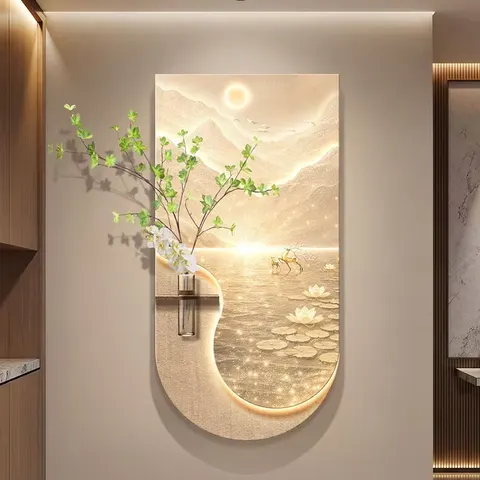 植物 单幅 装饰画 现代简约 客厅背景墙挂画 LED带灯画