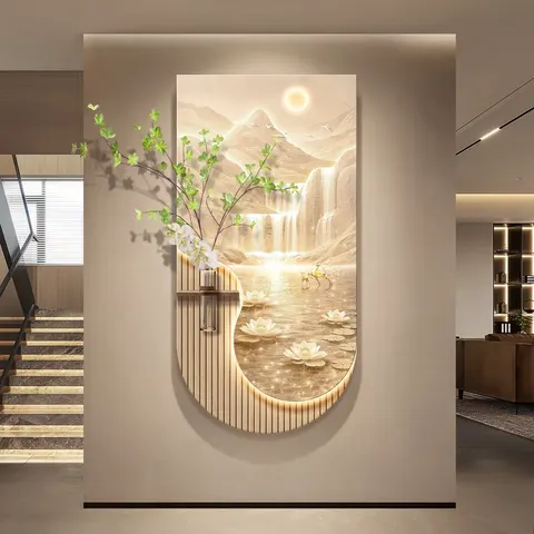 植物 单幅 装饰画 现代简约 客厅背景墙挂画 LED带灯画