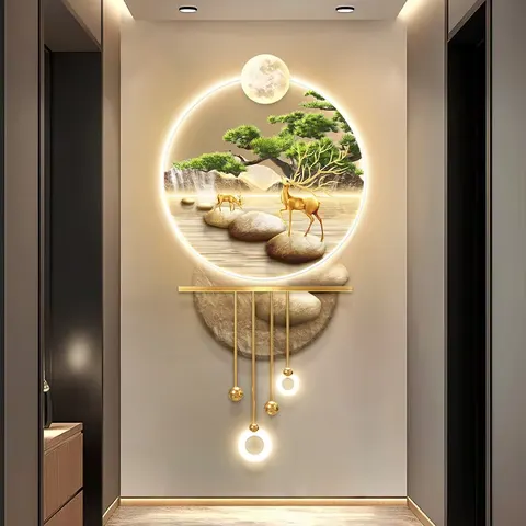 抽象 单幅 装饰画 现代简约 客厅背景墙挂画 LED带灯画